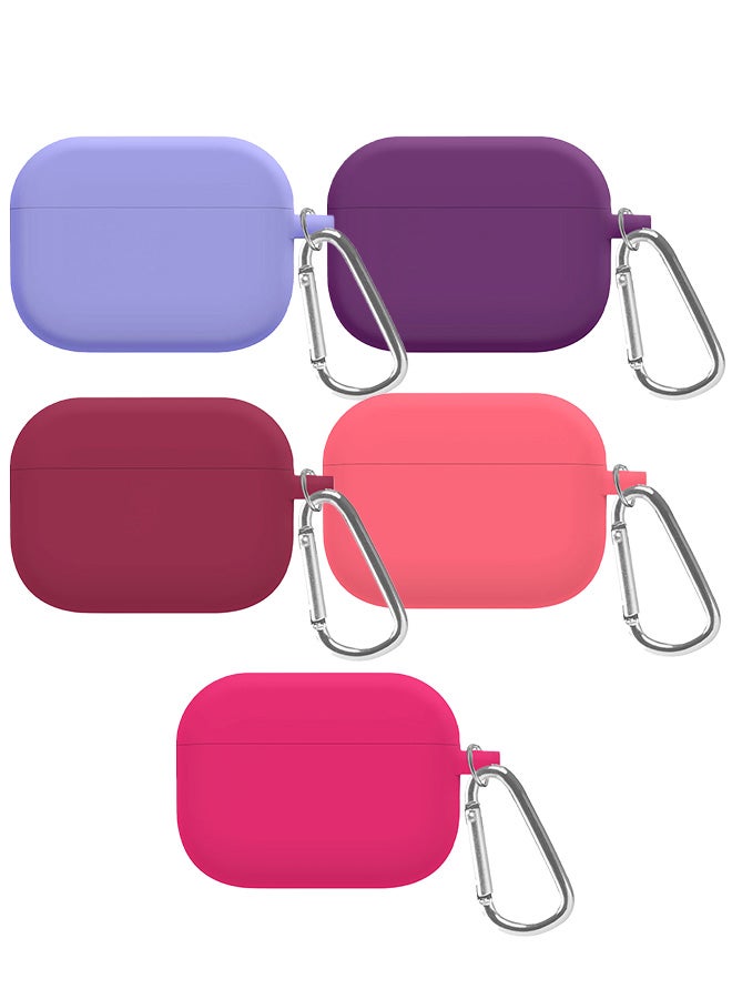 5 Pack Shockproof Case For Airpod Pro Silicone Protective Ultra Slim Cover with Keychain Carabiner Multicolour Multicolour