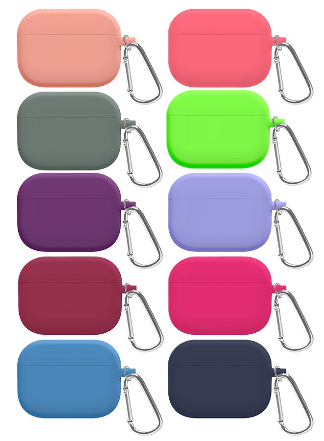 10 Pack Shockproof Case For Airpod Pro Silicone Protective Case Shockproof Case Ultra Slim Cover with Keychain Carabiner Multicolour