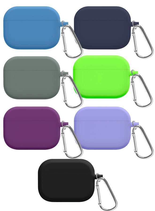 7 Pack Shockproof Case For Airpod Pro Silicone Protective Ultra Slim Cover With Keychain Carabiner Multicolour