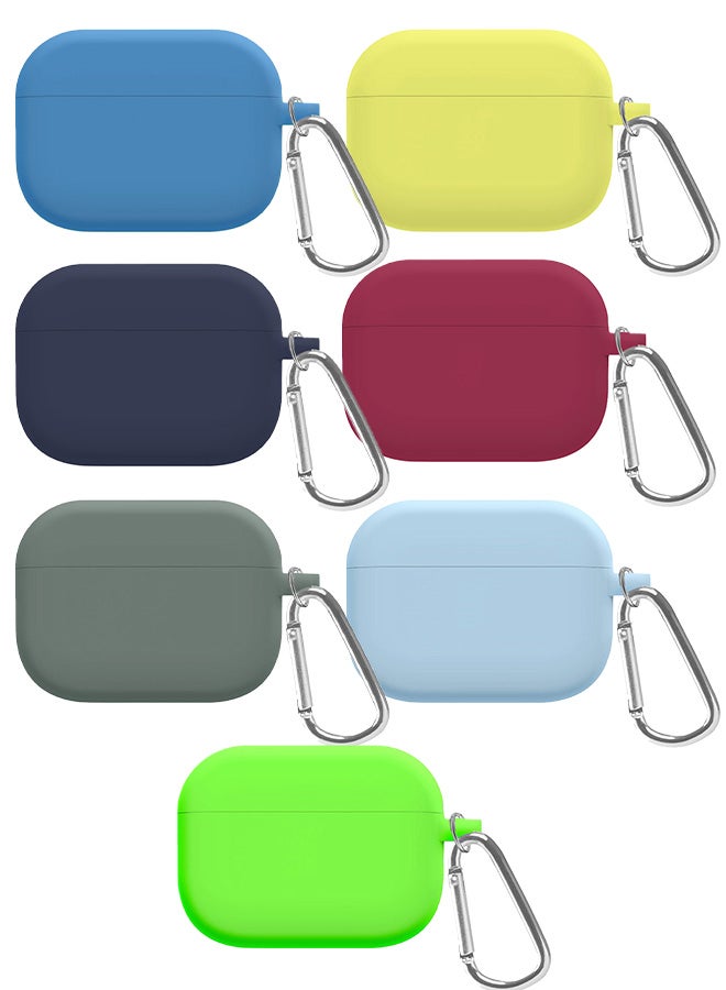 7 Pack Shockproof Case For Airpod Pro Silicone Protective Case Shockproof Case Ultra Slim Cover with Keychain Carabiner Multicolour