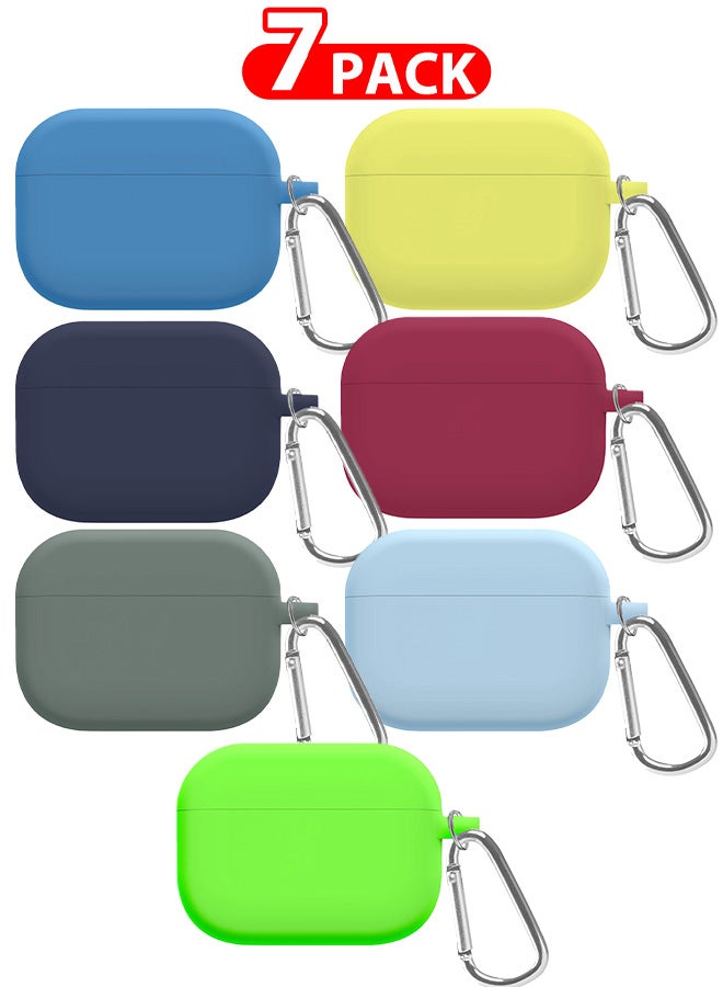 7 Pack Shockproof Case For Airpod Pro Silicone Protective Case Shockproof Case Ultra Slim Cover with Keychain Carabiner Multicolour