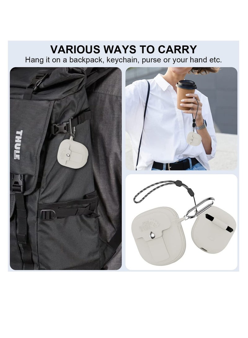 Case for Bose QuietComfort Earbuds II 2022, Shockproof Protective Skin Sleeve, Silicone Cover with Lanyard and Keychain, for Bose Earbuds ii Case (Off White)