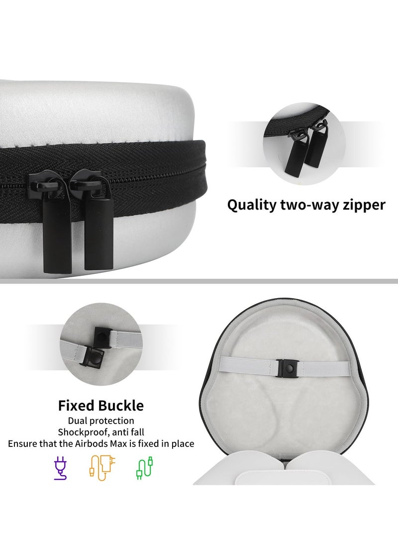 Waterproof Smart Hard Case for AirPods Max, Designed with Sleep Mode, Protective Portable Hard Shell Travel Carrying Storage Bag for Apple AirPods Max Headphone Accessories, Silvery