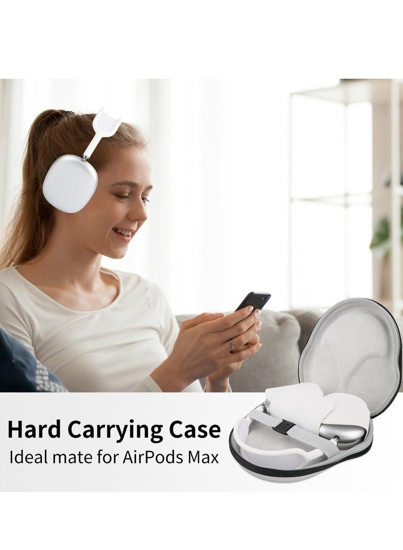 Waterproof Smart Hard Case for AirPods Max, Designed with Sleep Mode, Protective Portable Hard Shell Travel Carrying Storage Bag for Apple AirPods Max Headphone Accessories, Silvery