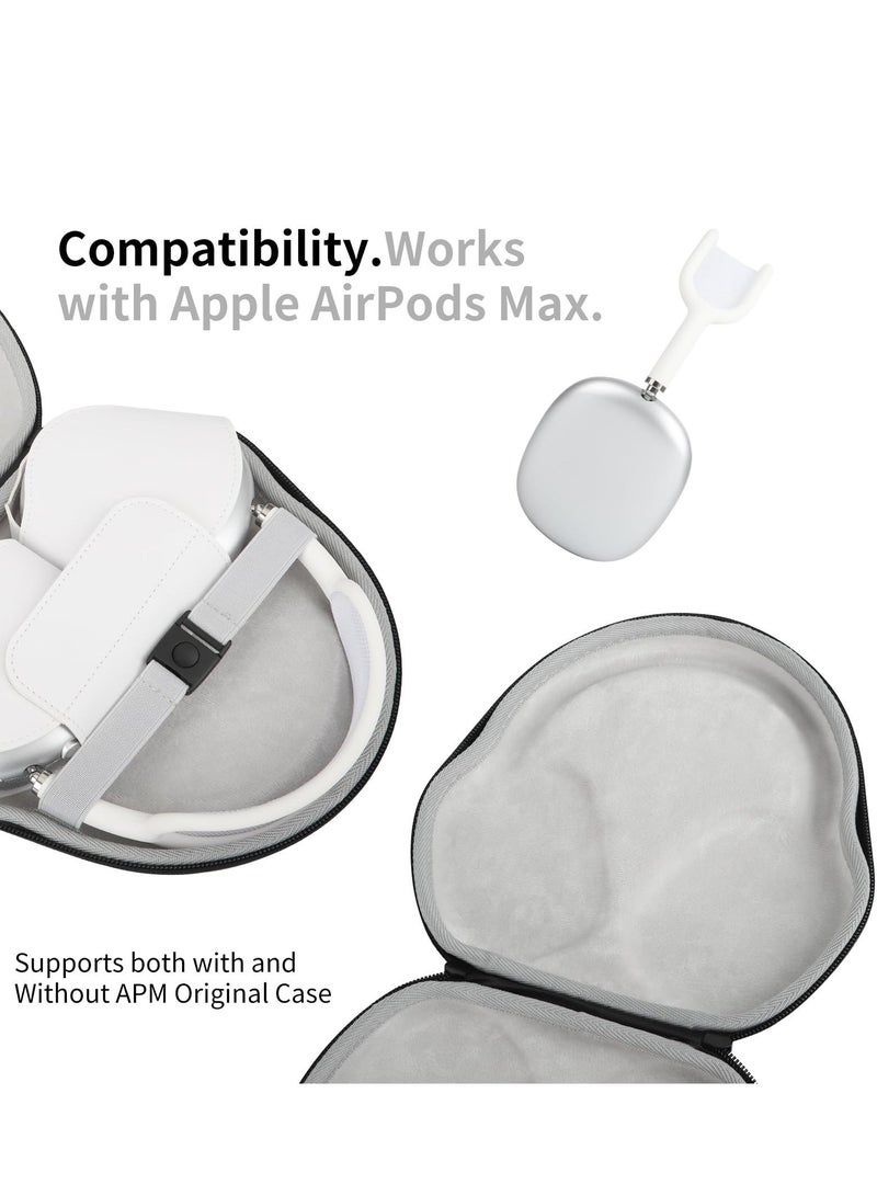 Waterproof Smart Hard Case for AirPods Max, Designed with Sleep Mode, Protective Portable Hard Shell Travel Carrying Storage Bag for Apple AirPods Max Headphone Accessories, Silvery