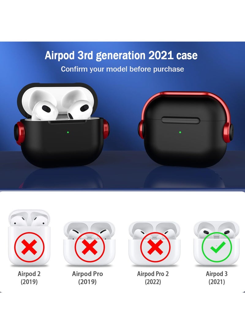 Case for Airpods 3, Protective Case with Secure Lock for Apple AirPods 3rd Generation 2021, Music Headset Earphone Cover