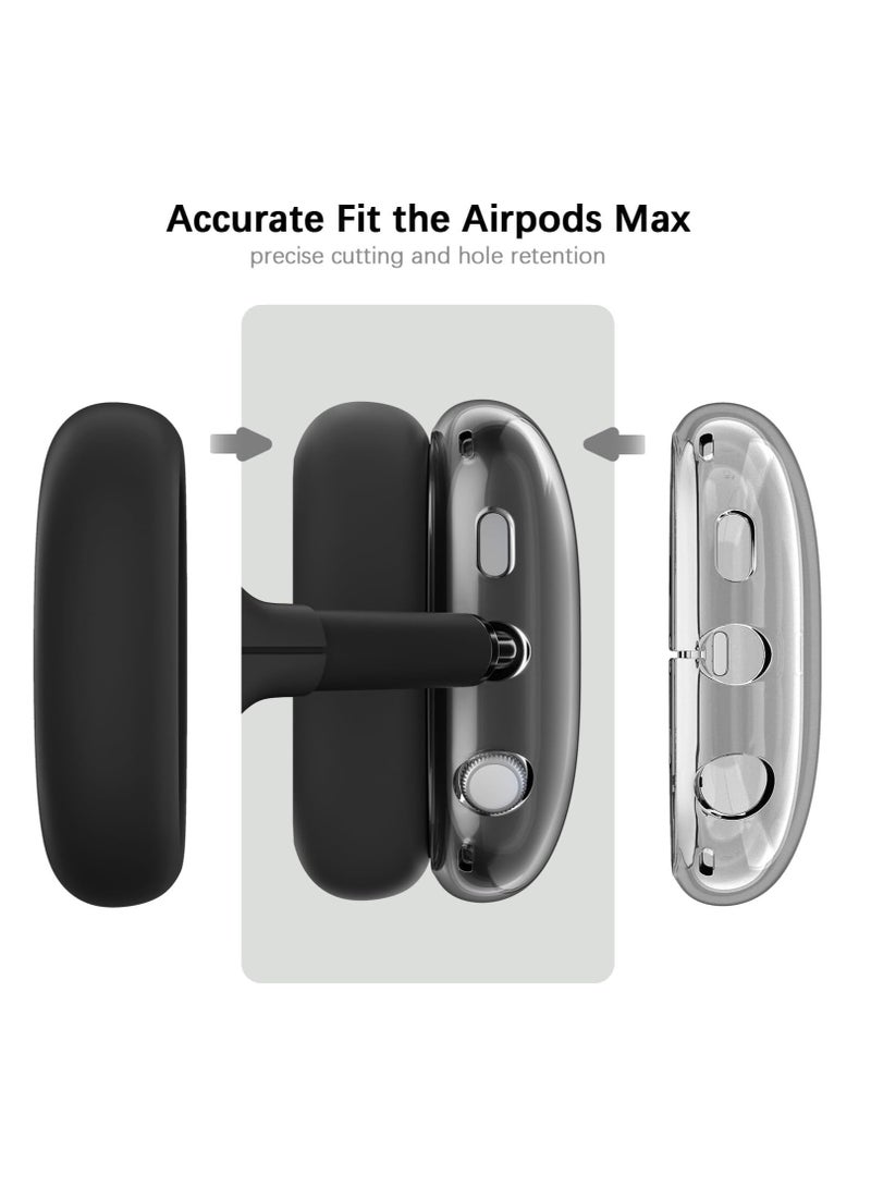 4 in-1 Clear Silicone Case Cover for AirPods Max Black