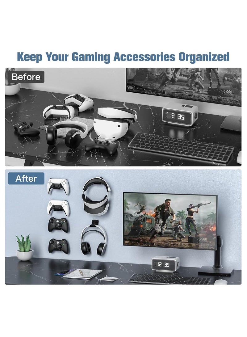 6Pcs Controller Wall Mount Holder Strong Adhesive Screw Controller Holder Headphone stand Headset Hanger Hook for Video Game Controller Headphones