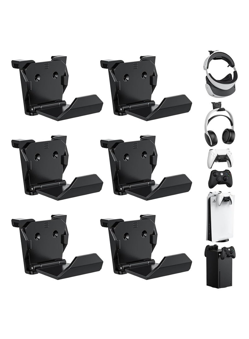 6Pcs Controller Wall Mount Holder Strong Adhesive Screw Controller Holder Headphone stand Headset Hanger Hook for Video Game Controller Headphones