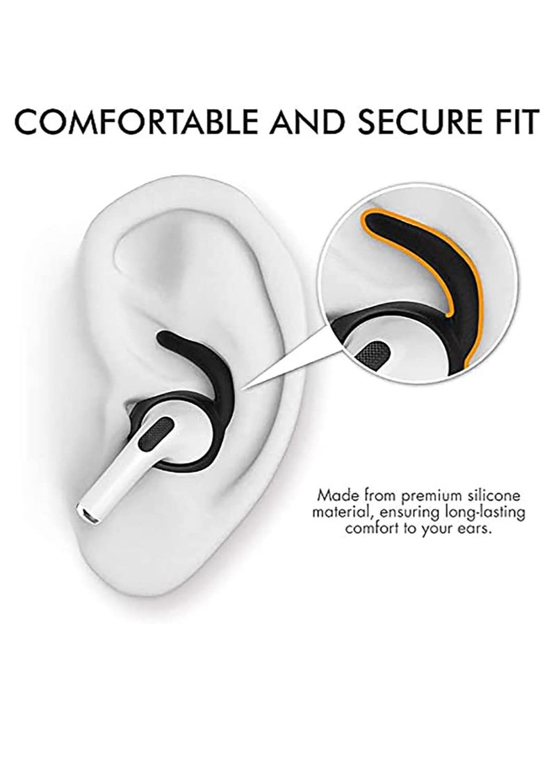 3 Pairs Ear Hooks Covers for AirPod Pro (Added Storage Pouch) Anti-Slip Ear Tips Compatible with Apple AirPod Pro (Black)