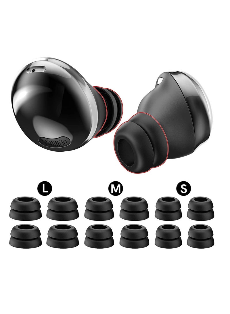Ear Tips for Galaxy Buds Pro 6 Pairs Double Silicone Eartips Earbuds Earplug Replacement Accessories Compatible with for Samsung Galaxy Bus Pro 2021 S M L Size 6 Pairs Black