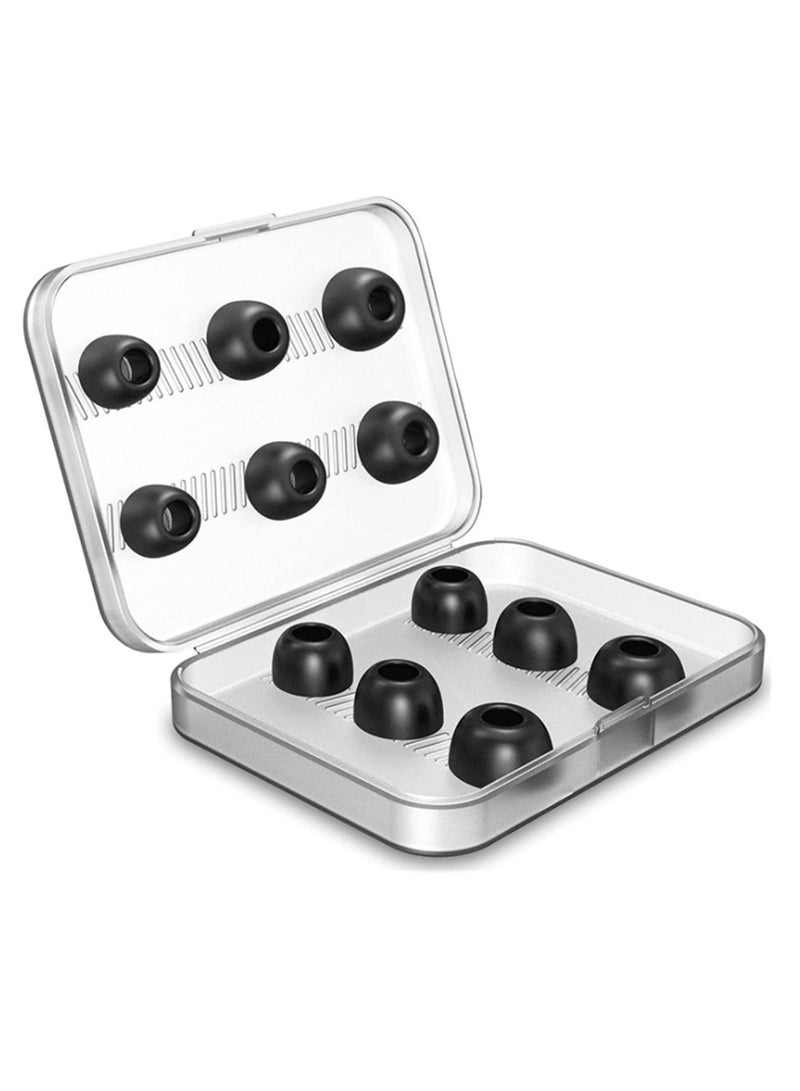 Ear Tips Replacement Memory Foam Tips Compatible for Airpods Pro, Fit in The Charging Case, Anti-Slip Reducing Noise in-Ear Eartips, Black Ear Buds with Portable Storage Box 6 Pairs