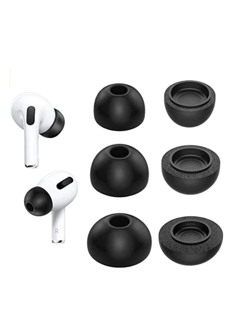 Ear Tips Replacement Memory Foam Tips Compatible for Airpods Pro, Fit in The Charging Case, Anti-Slip Reducing Noise in-Ear Eartips, Black Ear Buds with Portable Storage Box 6 Pairs