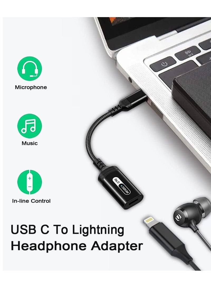USB C to Lightning Audio Adapter Cable USB Type C Male to Lightning Female Headphones Converter Fit with iPad Air, iPad Pro 2020/2021, Galaxy S23 S21 S20, MacBook, Pixel 7 6 Pro(Only for Audio)