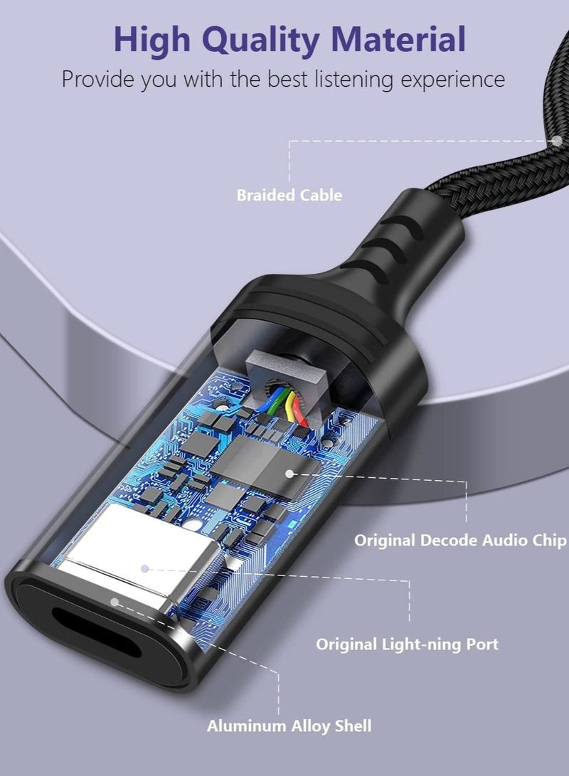 USB C to Lightning Audio Adapter Cable USB Type C Male to Lightning Female Headphones Converter Fit with iPad Air, iPad Pro 2020/2021, Galaxy S23 S21 S20, MacBook, Pixel 7 6 Pro(Only for Audio)