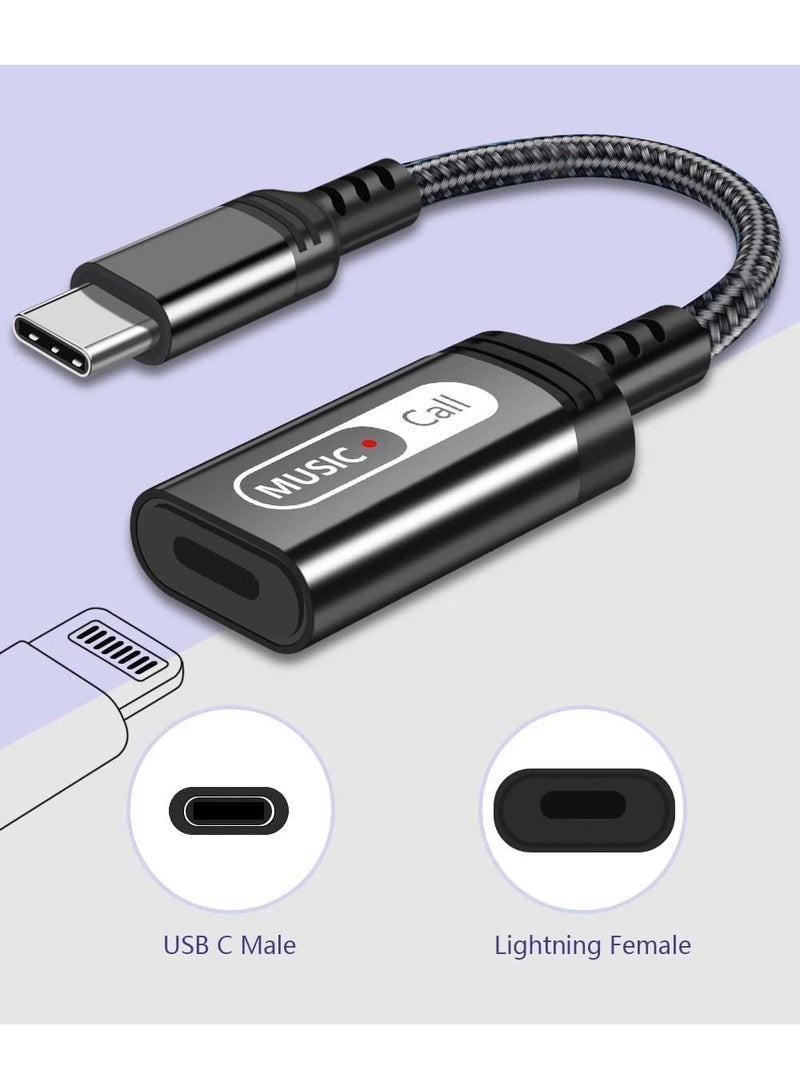 USB C to Lightning Audio Adapter Cable USB Type C Male to Lightning Female Headphones Converter Fit with iPad Air, iPad Pro 2020/2021, Galaxy S23 S21 S20, MacBook, Pixel 7 6 Pro(Only for Audio)