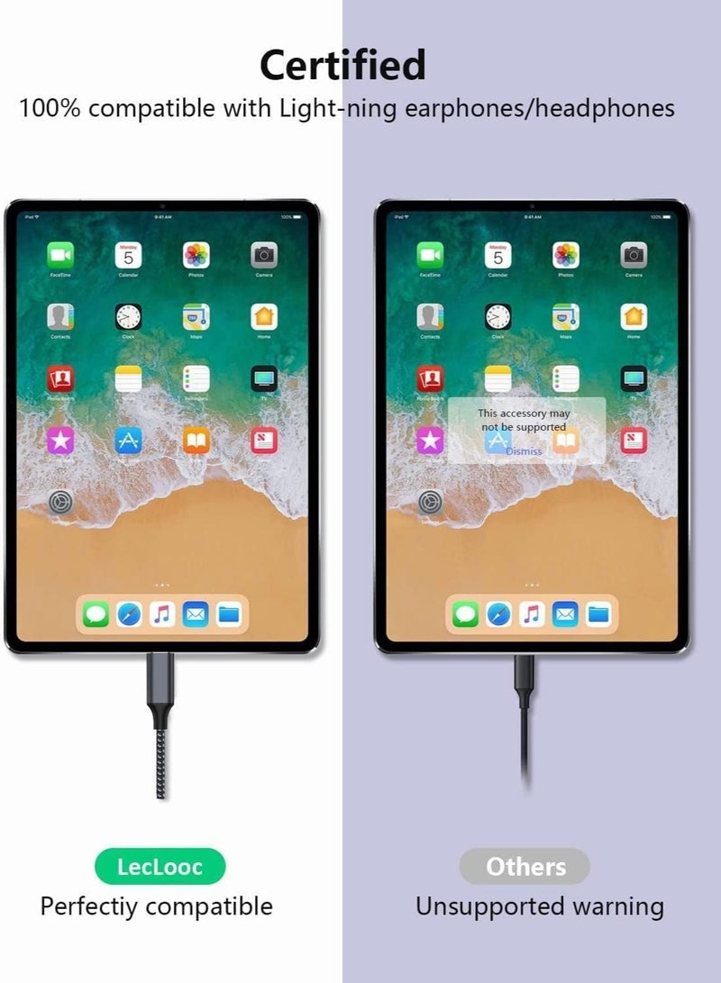 USB C to Lightning Audio Adapter Cable USB Type C Male to Lightning Female Headphones Converter Fit with iPad Air, iPad Pro 2020/2021, Galaxy S23 S21 S20, MacBook, Pixel 7 6 Pro(Only for Audio)