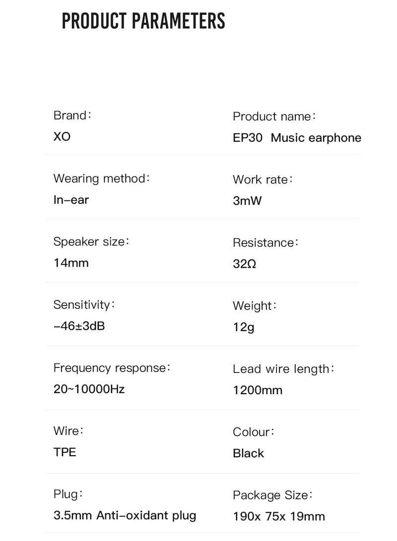 INET Wired Music Earphones With Control Button And Microphone 1.2M - Black