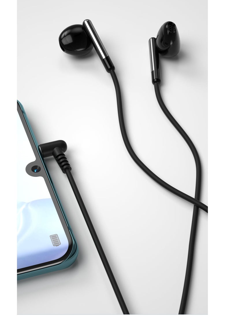 INET Wired Music Earphones With Control Button And Microphone 1.2M - Black