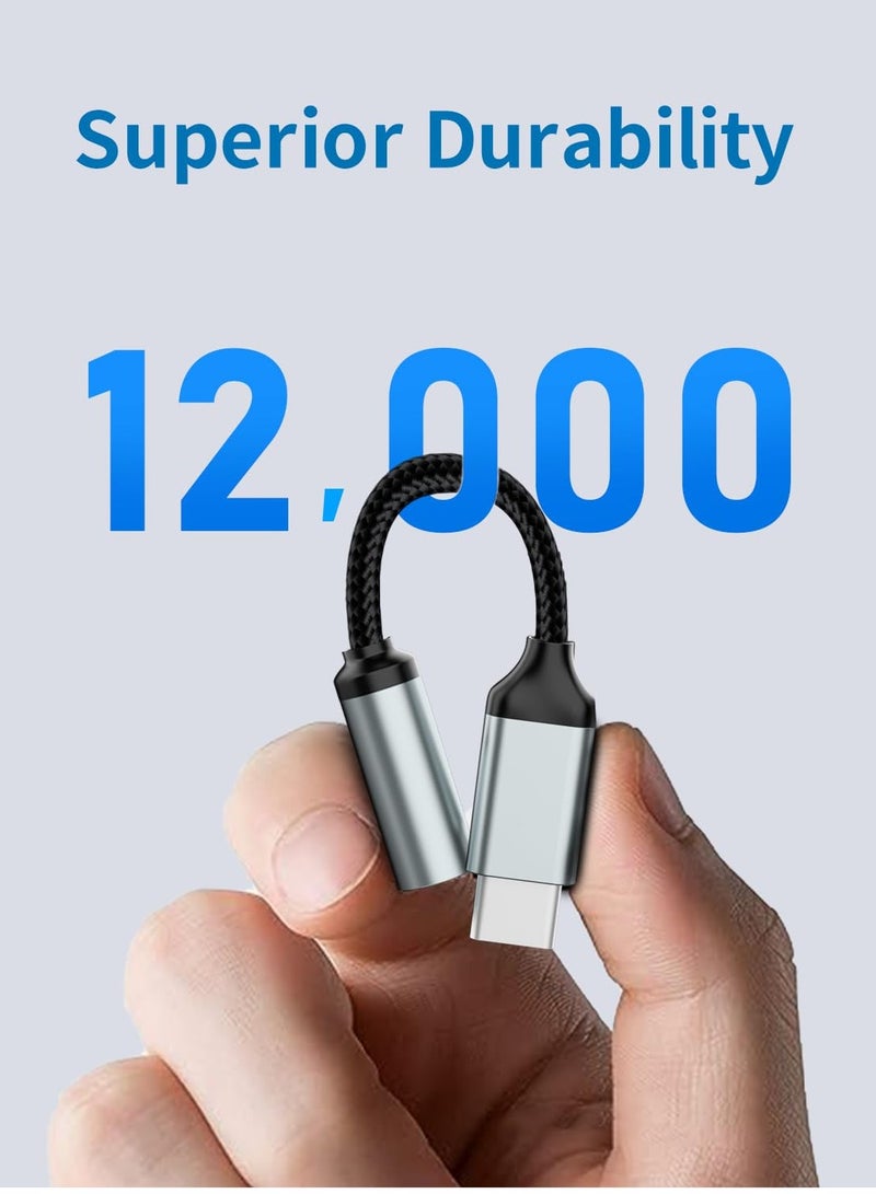 USB C to 3.5mm Audio Headphone Jack Adapter USB Type-c Male to 3.5mm Digital Audio Adapter Cable HiFi DAC Braided Cable Cord for Samsung Galaxy S22 S21 iPhone 15 14 13 iPad MacBook Pixel 5 6 XL