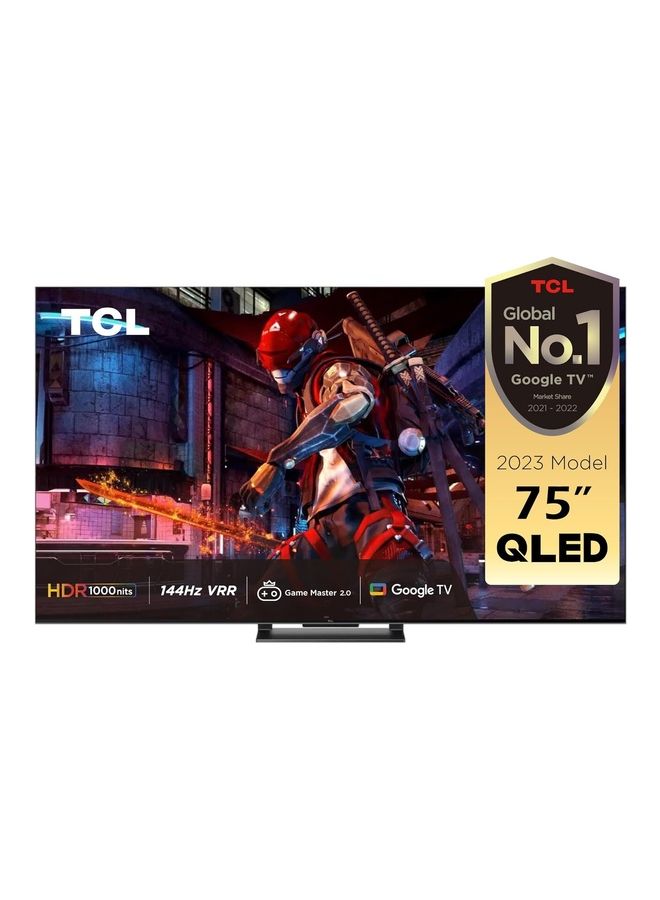 Television 75 Inch Smart TV 4K QLED HDR Ultra HD,32GB ROM,Game Master 2.0 Dolby Vision, Google TV, IQ-Atmos HDR 1000 nits IMAX Enhanced 144HZ VRR - 1 Year Warranty (2023 Model) 75C745 Black
