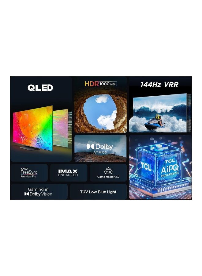 Television 75 Inch Smart TV 4K QLED HDR Ultra HD,32GB ROM,Game Master 2.0 Dolby Vision, Google TV, IQ-Atmos HDR 1000 nits IMAX Enhanced 144HZ VRR - 1 Year Warranty (2023 Model) 75C745 Black
