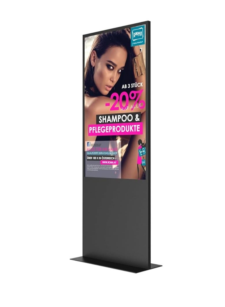 Digital Signage  Full Ultra Slim Portable Player Advertising Screen Vertical Display Outdoor Standing LCD Digital Signage for Advertisement 65 inch(Black)