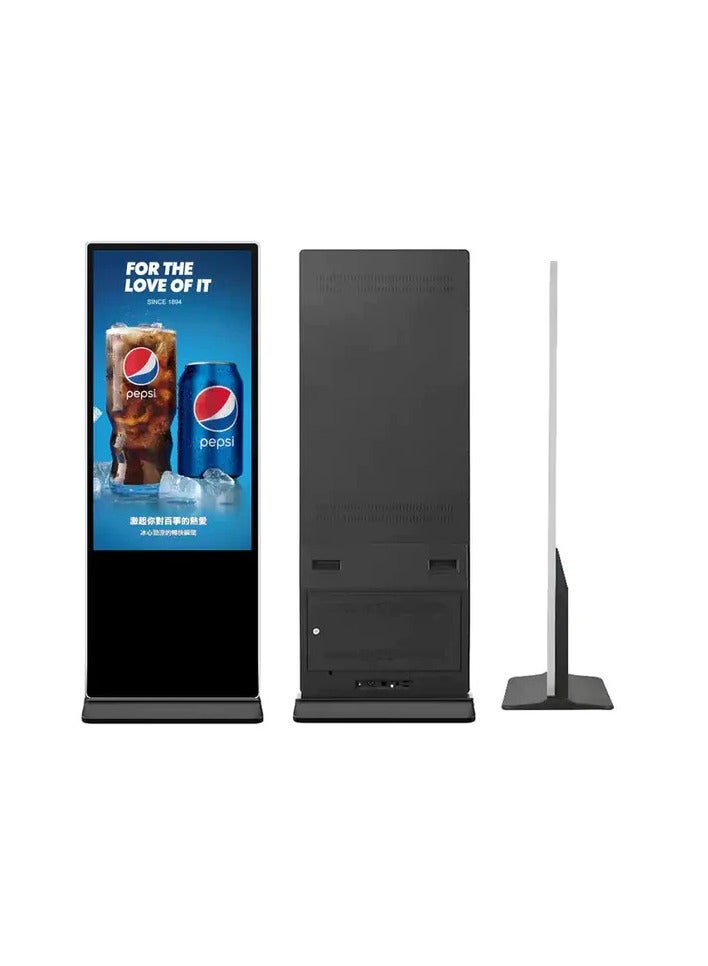 Digital Signage  Full Ultra Slim Portable Player Advertising Screen Vertical Display Outdoor Standing LCD Digital Signage for Advertisement 65 inch(Black)