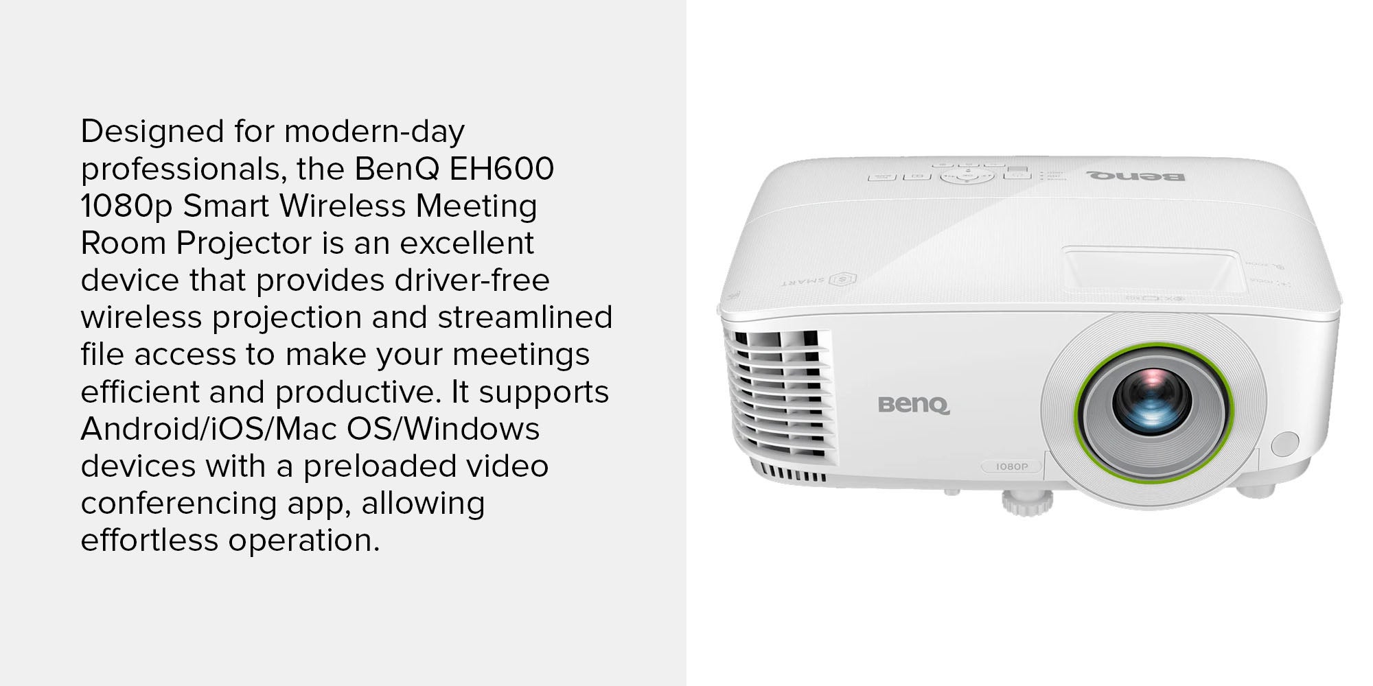 EH600 Wireless Android-based Smart Projector for Business | 3500lm, 1080P EH600 White
