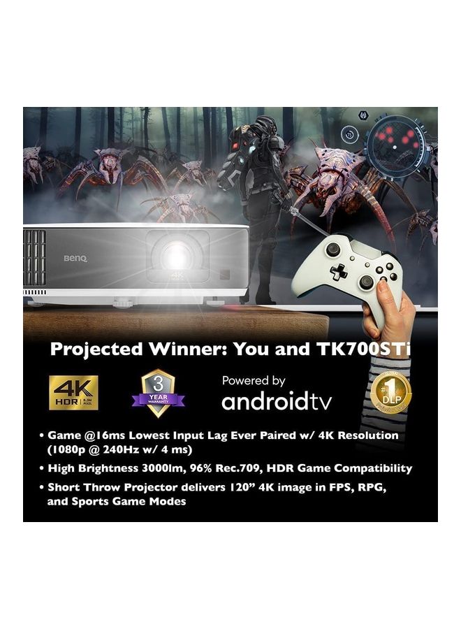 4K HDR Gaming Projector TK700STi White And Brown