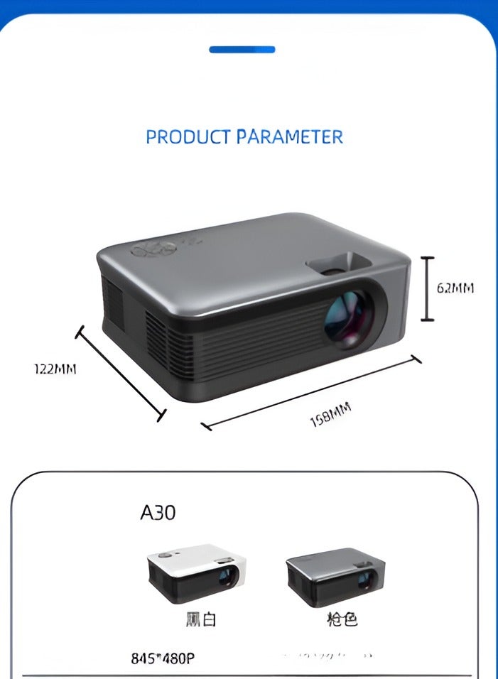 1080p high-definition projector, durable Portable Mini Projector, wireless same-screen video projector for home and office, Same screen model [Mobile phone with same screen without battery]