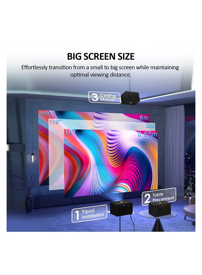 WiFi Portable Projector 150 ANSI Lumens Portable Outdoor Movie Projector with 200