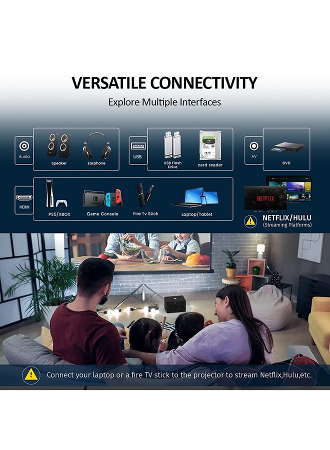 WiFi Portable Projector 150 ANSI Lumens Portable Outdoor Movie Projector with 200