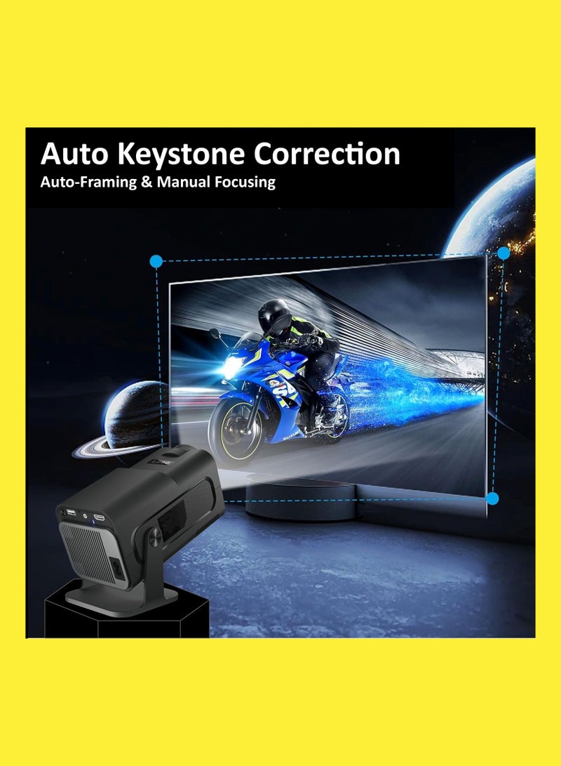 4K HD Smart Projector: Android 11, 390 ANSI Lumens, 1080P, 180° Rotating Screen, WiFi 6, Bluetooth 5.0 Compatible With Android/iOS/TV Box/HDMI/USB/PS4/PS5 Game controller/iphone/Samsung/Huawei/Xiaomi