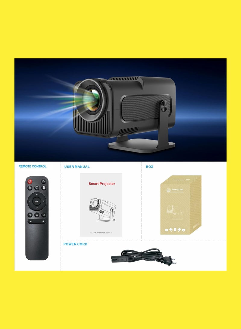 4K HD Smart Projector: Android 11, 390 ANSI Lumens, 1080P, 180° Rotating Screen, WiFi 6, Bluetooth 5.0 Compatible With Android/iOS/TV Box/HDMI/USB/PS4/PS5 Game controller/iphone/Samsung/Huawei/Xiaomi