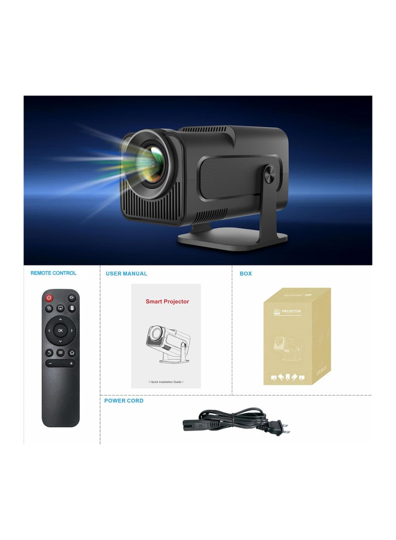 4K HD Smart Projector: Android 11, 390 ANSI Lumens, 1080P, 180° Rotating Screen, WiFi 6, Bluetooth 5.0