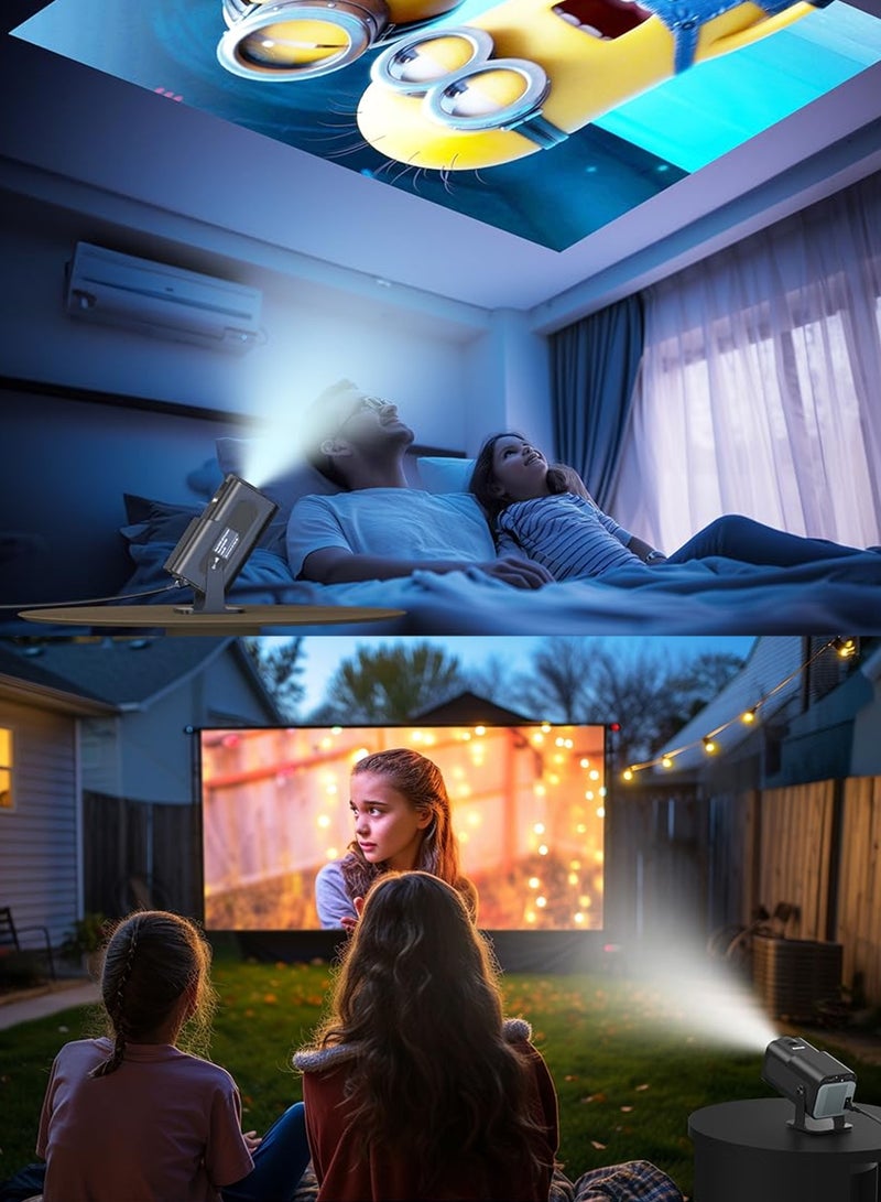 390ANSI Lumens HD Smart Projector Android 11 Portable Mini Cinema 130 Inches Screen Display Lamp 4K Home Movie Theater Gaming Video Presentations 180 Degree Rotating Screen Mobile Phone Projection