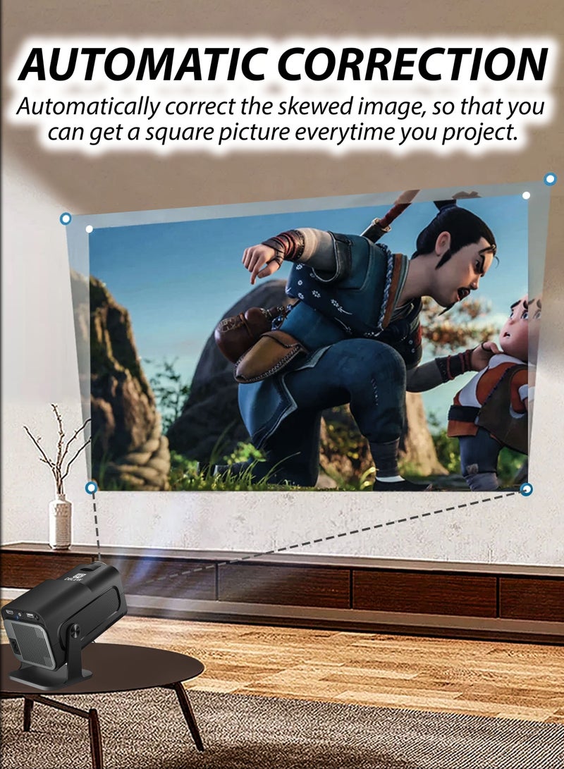 390ANSI Lumens HD Smart Projector Android 11 Portable Mini Cinema 130 Inches Screen Display Lamp 4K Home Movie Theater Gaming Video Presentations 180 Degree Rotating Screen Mobile Phone Projection