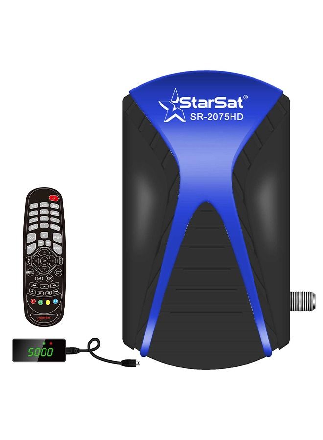 StarSat SR-2075HD Full HD DVBS2 Satellite Receiver 5000 Channels PVR WiFi Supported Black Blue