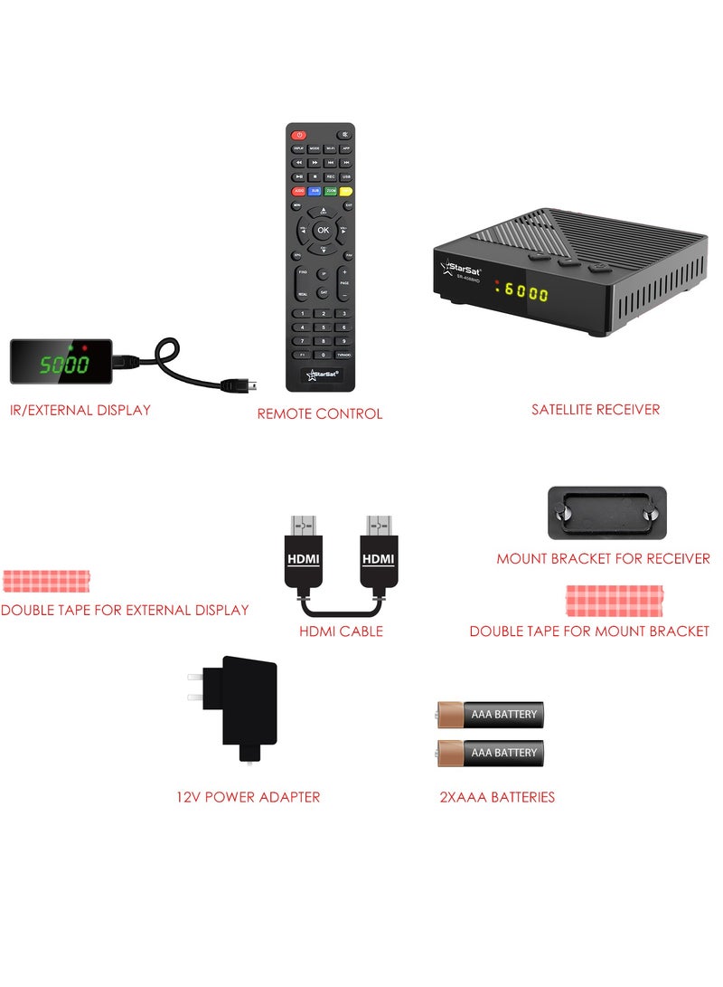 SR-4088HD Full HD Advanced DVB-S/DVB-S2 Satellite Receiver With Wideband LNB And Multi-Language Support WiFi Not Included