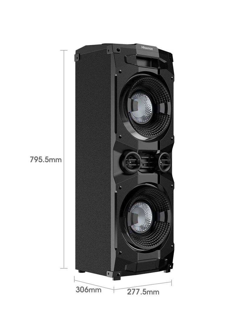 Party Speaker With 400 Watts Output Power & 200 Watts Built-In Woofer HP130 Black