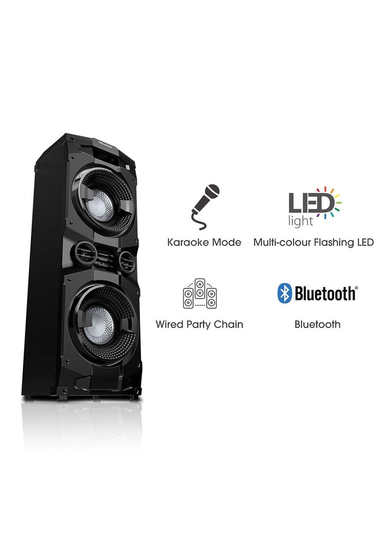 Party Speaker With 400 Watts Output Power & 200 Watts Built-In Woofer HP130 Black