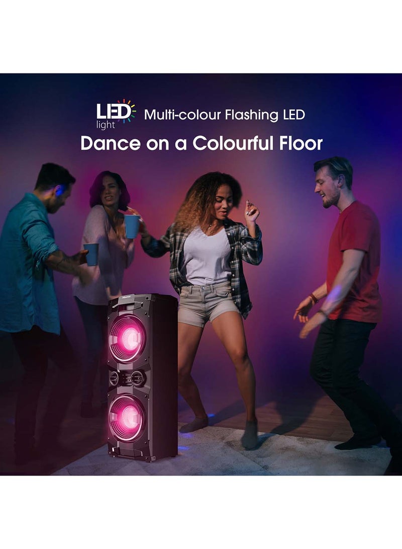 Party Speaker With 400 Watts Output Power & 200 Watts Built-In Woofer HP130 Black