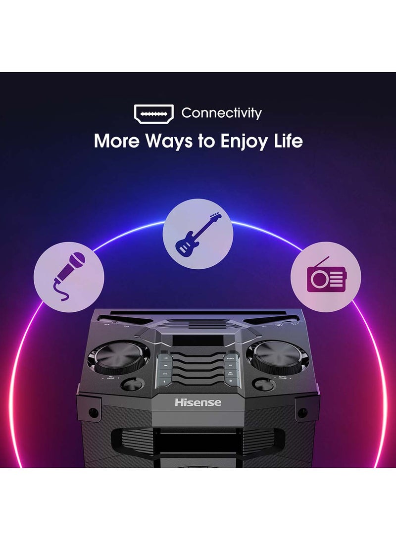 Party Speaker With 400 Watts Output Power & 200 Watts Built-In Woofer HP130 Black
