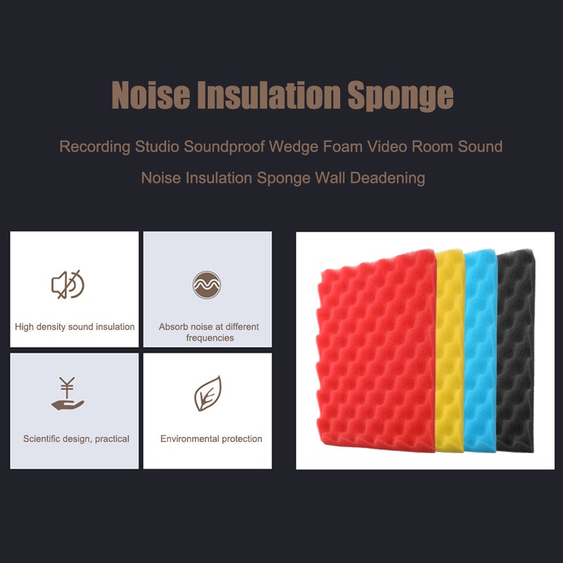 24-Piece Soundproof Wedge Foam Insulation Sponge E713BL Blue