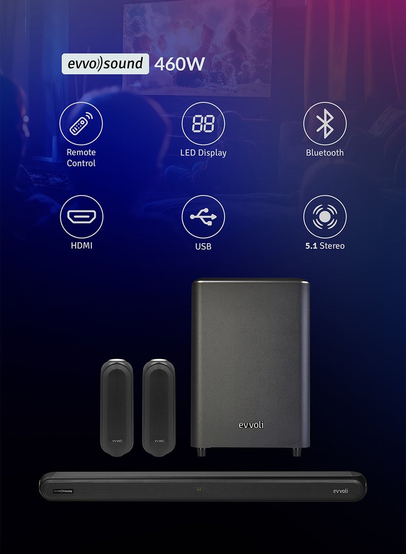 5.1ch Home Theatre With Dolby Digital Technology, Bluetooth, LED Display HT461B Black