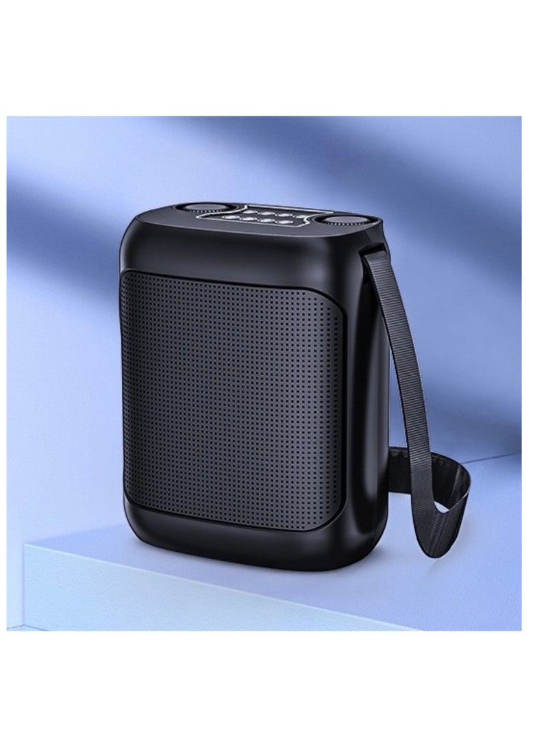 YS-200 Double Wireless Microphone Karaoke Speakers 100W Peak High-power Bluetooth Speaker Outdoor Event Party K-Song Speaker box. (Black)