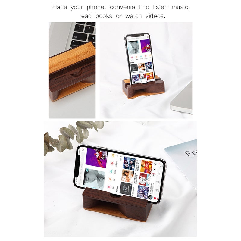 Mobile Phone Sound Amplifier Stand Wooden Cell Phone Stand V6596_P Black walnut