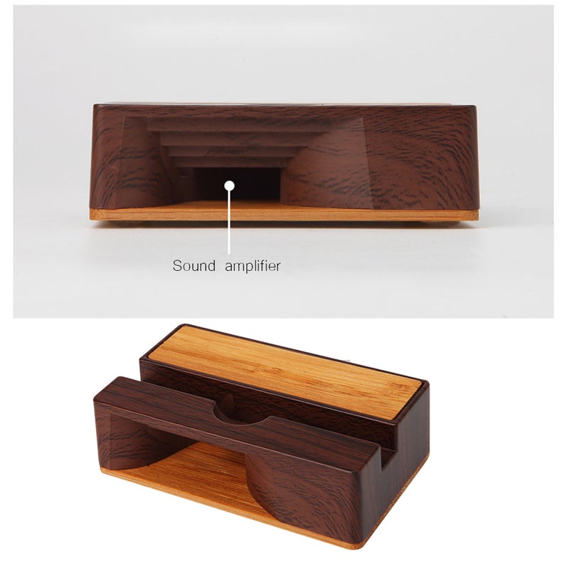 Mobile Phone Sound Amplifier Stand Wooden Cell Phone Stand V6596_P Black walnut