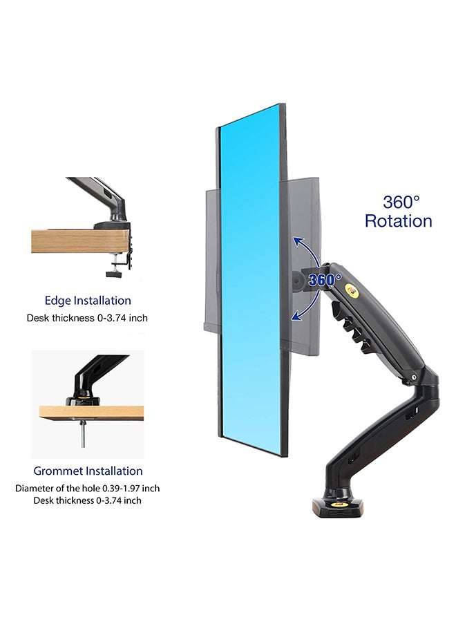 Monitor Desk Mount Stand Full Motion Swivel Arm Gas Spring for 17in-30in Computer From 4.4lbs to 14.3lbs Black